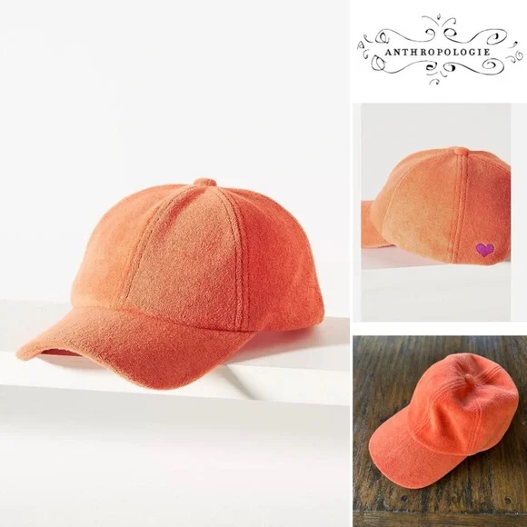 Anthropologie NWOT Orange Terry Icon Baseball Cap - Picture 1 of 9